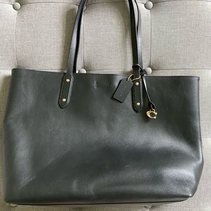 XL black leather coach tote bag / carryall